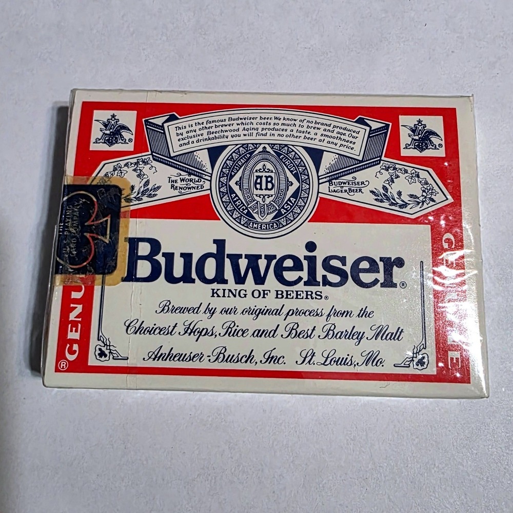 VTG Budweiser Playing Cards King of Beers Plastic Coated New Sealed Made in USA